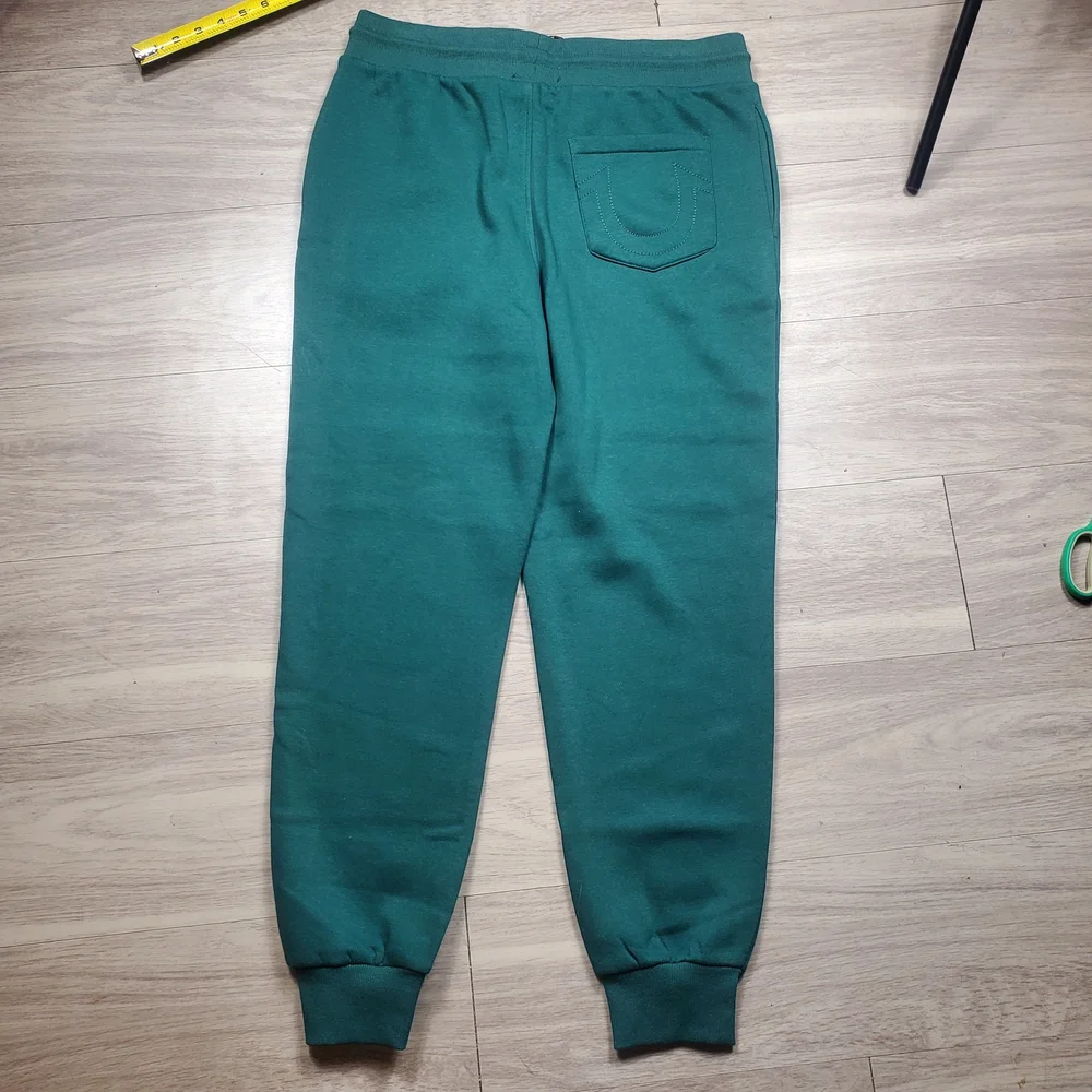 NEW True Religion Emerald Green Joggers with Drawstring Waist Mens Medium Green